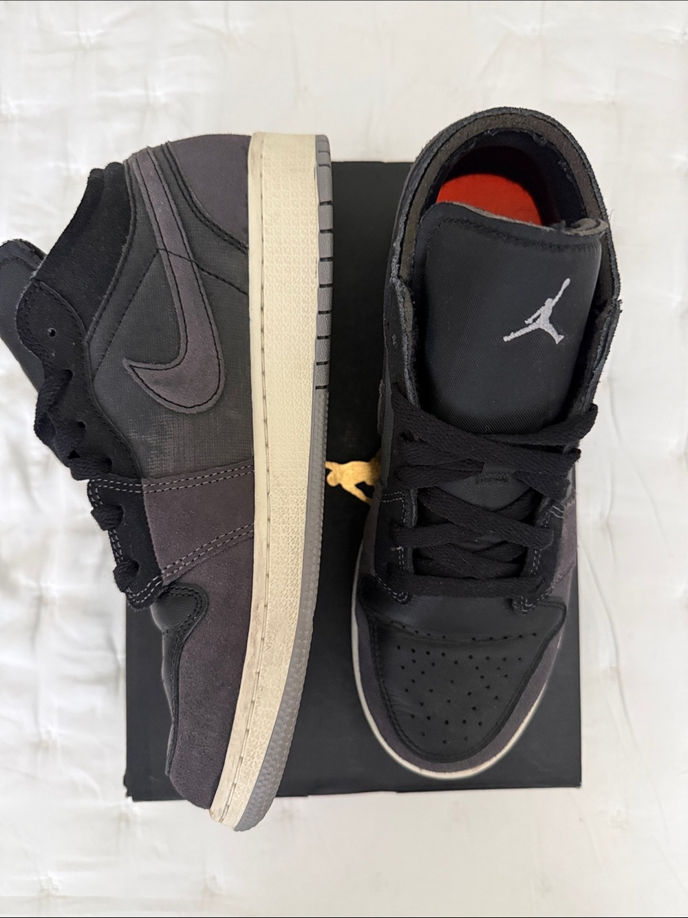 Nike Men's Black/Cement Grey-Lt Graphite Air Jordan 1 Low Sneakers